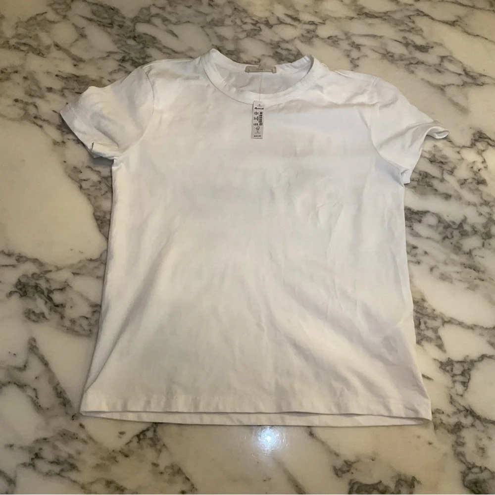 NWT Madewell Cotton Perfect Crewneck White TShirt pallet dust washed by hand - Picture 4 of 16